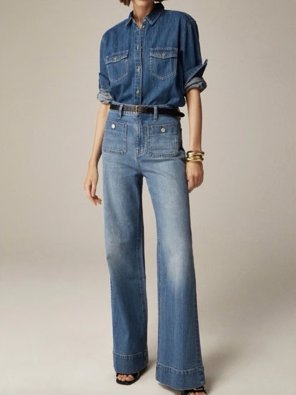 J.Crew High-rise Sailor denim trouser blue